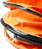 A close-up view of an orange flexible hose with a black rim and a silver metal ring. Produktbild-Vorschau