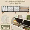 Collage showing a storage bench with its features and interior. Anteprima dell’immagine prodotto