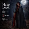 Wendecape mit Kapuze XL 160 cm Schwarz Rot – Langer Umhang Produktbild-Vorschau 5