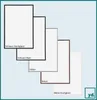 Several picture frames are displayed in a staggered arrangement, each labeled with its color and finish. Produktbild-Vorschau