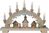 A wooden Christmas candle arch with illuminated houses and figures. Podgląd zdjęcia produktu