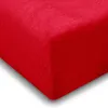 A close-up view of a red jersey fitted sheet. Produktbild-Vorschau