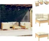 vidaXL 7-tlg. Garten-Lounge-Set mit Creme Kissen Massivholz Produktbild-Vorschau 1