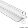 A close-up, angled view of a clear plastic shower door seal with a rounded bottom lip. Produktbild-Vorschau