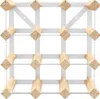A 3D rendering of a wooden wine rack with a metal frame. Náhled obrázku produktu