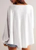 Damen-Waffel-Oversize-Bluse mit V-Ausschnitt, langarm, Produktbild-Vorschau 3