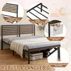 XMTECH Kovová posteľ 140x200 cm, čierna, vzhľad dreva – Náhľad obrázku produktu 3