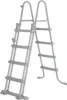 A gray plastic pool ladder against a white background. Produktbild-Vorschau