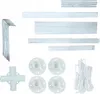 A collection of parts for a tent or canopy structure, including poles, connectors, and ropes, laid out on a white background. Produktbild-Vorschau