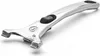 A shiny metal handle with a black button, isolated on a white background. Anteprima dell’immagine prodotto