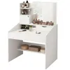 A white vanity table with a mirror and various makeup products on it. Produktbild-Vorschau