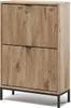 A wooden shoe cabinet with two flip-down drawers on a white background. Náhľad obrázku produktu