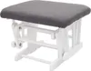 A gray upholstered footstool with a white wooden frame is shown against a white background. Produktbild-Vorschau