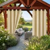 Outdoor curtains hanging in a gazebo overlooking a garden and patio. Podgląd zdjęcia produktu
