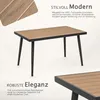 A table with a wood-look top and black legs, presented with descriptive text. Anteprima dell’immagine prodotto