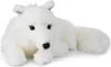 A white plush polar fox lying down on a white background. Produktbild-Vorschau