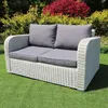 2er Lounge Sofa VITA rundes Polyrattan Eierschalenweiß Produktbild-Vorschau 4