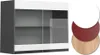 A modern glass cabinet with sliding doors, shown with color swatches. Náhled obrázku produktu