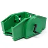 A green plastic card shuffler with a black crank handle, shown on a white background. Produktbild-Vorschau