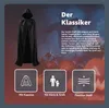 A black hooded cape is displayed with marketing text and icons highlighting its features. Náhľad obrázku produktu