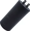 A black cylindrical capacitor with two metal terminals on top, angled against a white background. Produktbild-Vorschau