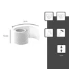 A roll of white mesh tape with dimensions indicated, alongside icons representing product features. Produktbild-Vorschau