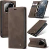 Collage of a brown leather flip case for a smartphone, showing different angles and the phone inside. Produktbild-Vorschau