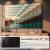 A stack of TVs of different sizes with a furniture stand below and a diagram of a TV mount. Produktbild-Vorschau