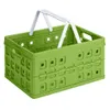 A green foldable storage basket with white handles against a white background. Produktbild-Vorschau