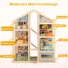 COSTWAY4 Etagen Puppenhaus Holz, Traumvilla mit 24 Produktbild-Vorschau 4