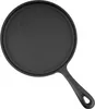 A black cast iron griddle pan with a handle, shown from a top-down diagonal angle against a white background. Produktbild-Vorschau
