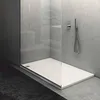 A modern bathroom shower stall with a white shower tray and glass enclosure. Produktbild-Vorschau
