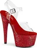 BEJEWELED-708DM Damen Sandale von Pleaser, Transparent Rot Produktbild-Vorschau 1