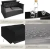 Collage of images showing features of a rattan furniture set, including storage, a glass tabletop, a protective cover, and water-repellent fabric. Náhled obrázku produktu