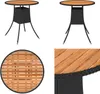 vidaXL Garten Esstisch Schwarz Ø 70 cm Poly Rattan Produktbild-Vorschau 1