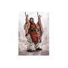 A butcher stands in front of hanging carcasses of meat, holding a cleaver. Produktbild-Vorschau