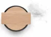 A salt cellar with a wooden lid and a pile of salt next to it. Produktbild-Vorschau