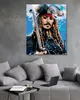 A diamond painting of Jack Sparrow is displayed on a wall above a sofa. Produktbild-Vorschau