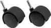 Two black casters with silver stems are shown against a white background. Voir les images du produit