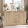 Schubladenkommode 147x84x41cm Anrichte Eiche bianco Produktbild-Vorschau 4