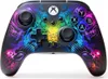 A close-up, front-facing view of a black Xbox controller with a vibrant, colorful, abstract design. Produktbild-Vorschau