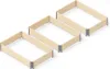 Three wooden raised garden bed frames are arranged diagonally on a white background. Produktbild-Vorschau