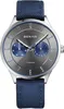 A close-up studio shot of a Bering men's watch with a gray dial and blue accents. Produktbild-Vorschau