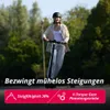 A woman riding an electric scooter outdoors. Produktbild-Vorschau