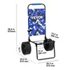 A diagram showing the dimensions of a blue camouflage beach cart. Podgląd zdjęcia produktu