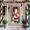 A decorated porch with a Christmas-themed door cover featuring Santa Claus. Produktbild-Vorschau