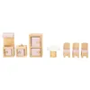 Dollhouse furniture set including a cabinet, a small table, and chairs. Podgląd zdjęcia produktu