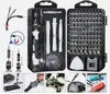 A collage of images showing a 115-in-1 precision screwdriver set and its various applications. Produktbild-Vorschau