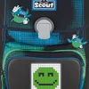 Close-up of a backpack with decorative elements and a pixelated smiley face. Anteprima dell’immagine prodotto