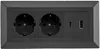 Zásuvkový blok 2-zásuvkový, USB-A, USB-C PD, čierny Náhľad obrázku produktu 1